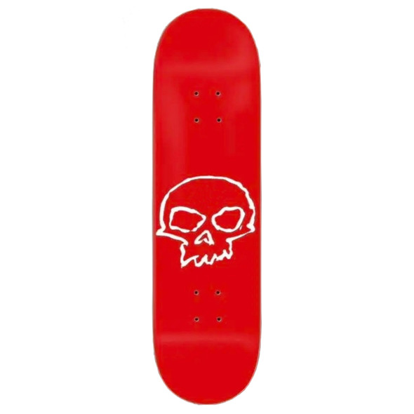 Дека для скейтборда Zero Single Skull white outline / full red 8.25