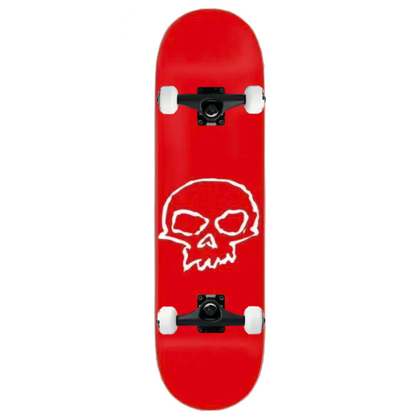 Скейтборд Zero Single Skull white outline full red 8.25